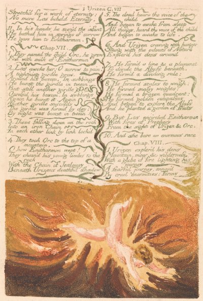 The First Book of Urizen, Plate 19, Stretched for a work of eternity . . . . (Bentley 20) by William Blake